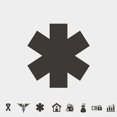 hospital ambulance star vector icon