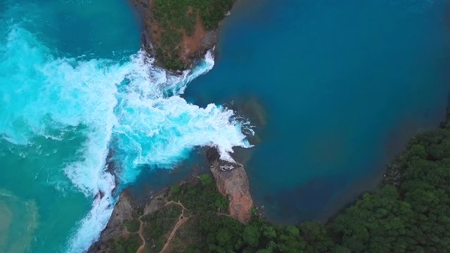 Aerial view of the confluence of the river of Baker and Neff in Chilean Patagonia
