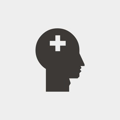 mental health vector icon head with plus sign
