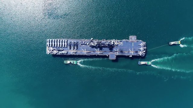 Nuclear ship, Military navy ship carrier full loading fighter jet aircraft and helicopter patrol.