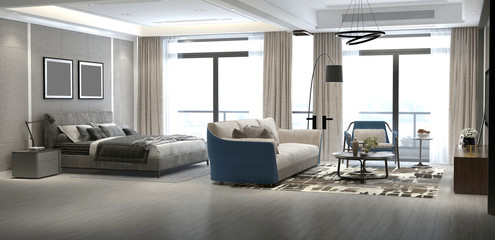 3d render of modern hotel room