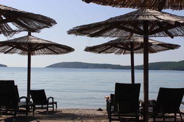 chairs and umbrella on the beach