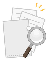 documents and loupe isolated vector illustration