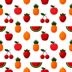 seamless pattern tropical fruit isolated on white background. vector illustration.