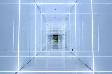 Corridor passageway in modern city building
