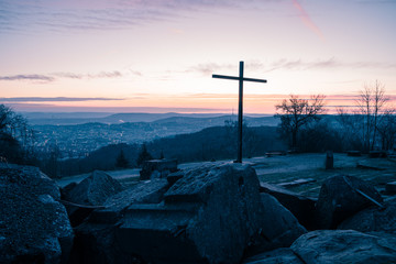 Scenic sunrise over Stuttgart, Birkenkopf, 