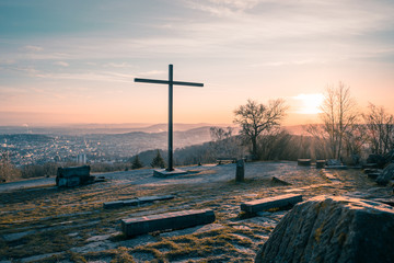 Scenic sunrise over Stuttgart, Birkenkopf, 