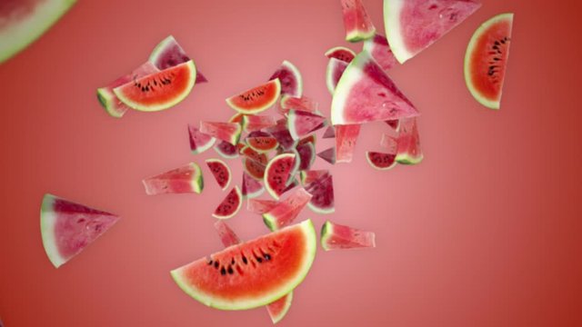 Falling WATERMELONS Background, Loop, with Alpha Channel, 4k
