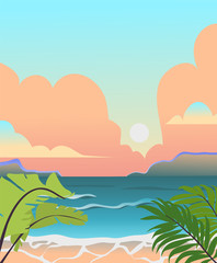Fototapeta na wymiar Vector illustration of the beach. Summer landscape.