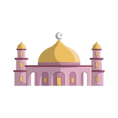 Illustration of a Mosque Building with a Dome
