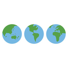 Illustration graphic vector set of planet earth, Earth globes isolated on white background. planet Earth icon. Vector illustration.