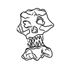 Outline illustration of skull isolated on white background