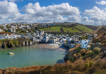 Panoramic view of the fishing harbour of Port Issac in Cornwall
