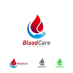 Care Blood Donation logo template vector, Droplet Blood logo design concept