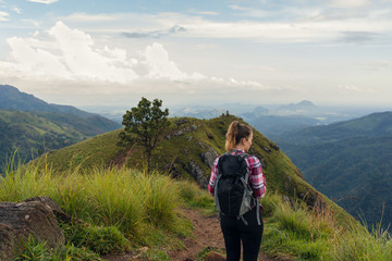 Young Woman hiking the mountains in Sri Lanka