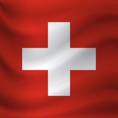 Waving flag of Switzerland. Vector illustration