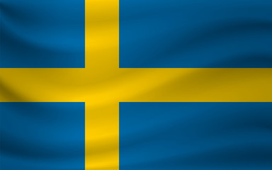 Waving flag of Sweden. Vector illustration