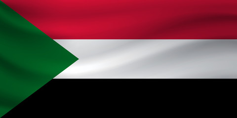Waving flag of Sudan. Vector illustration