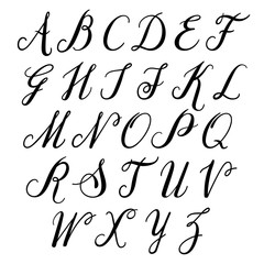 Alphabet letters: uppercase. Vector alphabet. Hand drawn letters. Letters of the alphabet written with a paint brush