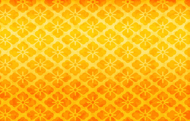 金色の和紙と和柄：花菱