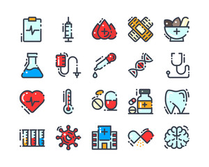 Medical lineal icon set,vector and illustration design