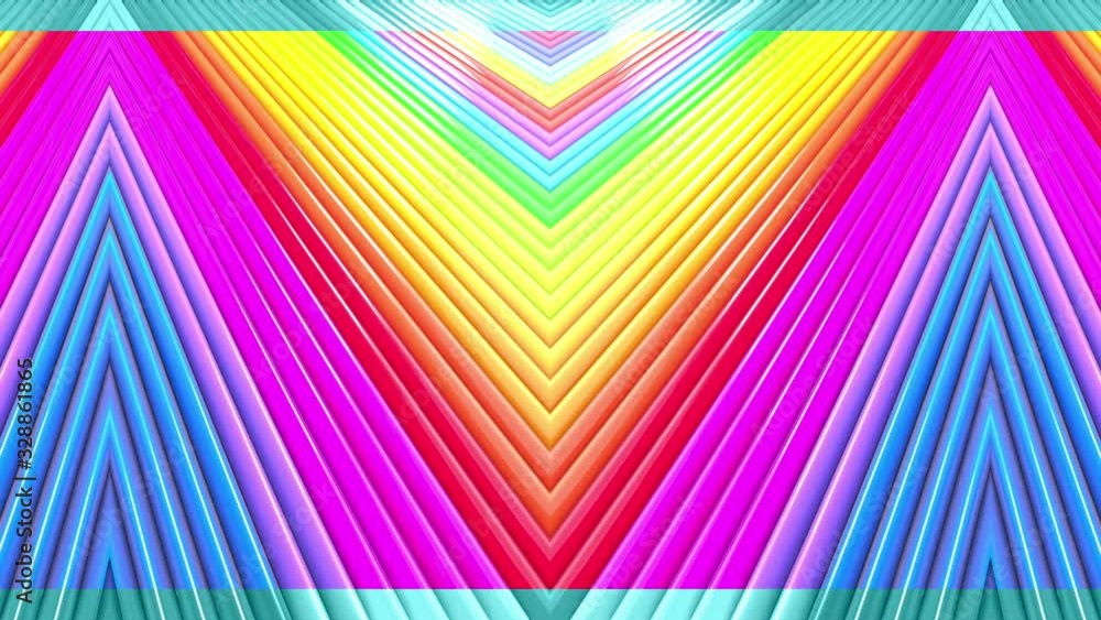Aufkleber abstract 3d seamless bright rainbow colors background in 4k. multicolored gradient stripes move cycl