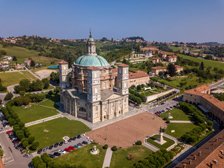 Aerial view of Sanctuary of Vicoforte, Piedmont, Italy