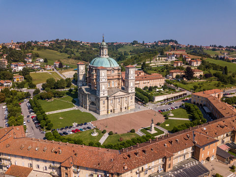 Aerial view of Sanctuary of Vicoforte, Piedmont, Italy