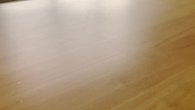 Dolly shot. Close up. Wooden table. Macro texture. Decoration. Modern house. Environmentally friendly home. Wood table  4k stock footage 