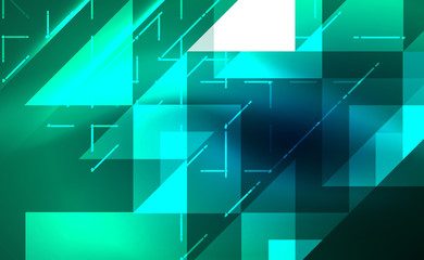 Abstract background, mosaic triangle pattern with transparent effects on glowing neon shiny backdrop. Vector Illustration For Wallpaper, Banner, Background, Card, Book Illustration, landing page