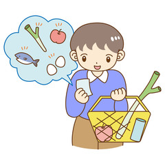 男性　買い物　スーパー　チェックリスト　メモ