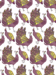 Materiał do szycia Vector seamless pattern with peacocks
