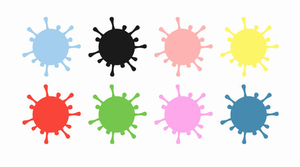 Set of Coronavirus Icons in Different Colors. Flat icon virus set