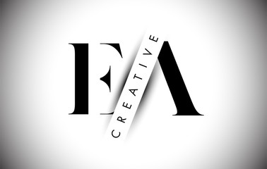 EA E A Letter Logo with Creative Shadow and Text Design.