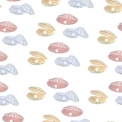 Sea shell and pearl colorful pattern