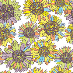 Materiał do szycia Vector seamless pattern with sunflowers