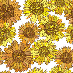 Materiał do szycia Vector seamless pattern with sunflowers