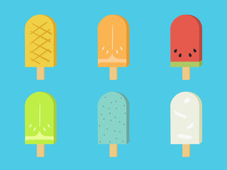 different flavors of fruit ice cream sticks