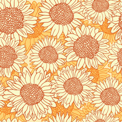 Vector seamless pattern with sunflowers
