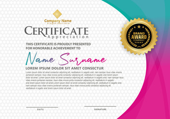 certificate template with modern pattern,diploma,Vector illustration