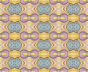 Fotobehang Eclectische stijl Hand getekende abstracte eclectische naadloze patroon. Zachte kleuren, textieldesign, inpakpapier of omslag in pasteltinten - geel, blauw, roze
