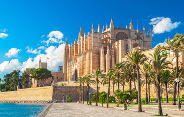 Panoramic view of Palma de Majorca, Mallorca Balearic Islands, Mediterranean Sea. Spain