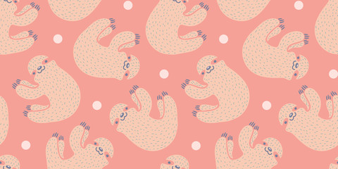 Vector pattern with sloth © Serazetdinov