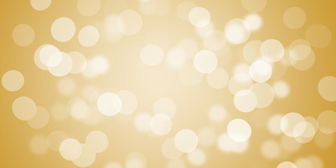 Abstract panorama white bokeh on yellow gold color for background.