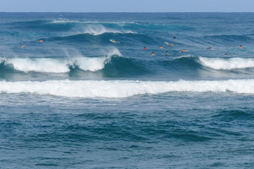 turbulent waves in Pacific Ocean.  Blue sea