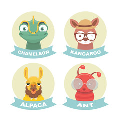 Collection Of Stickers Animals.