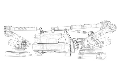 Assembly of motor vehicle. Vector