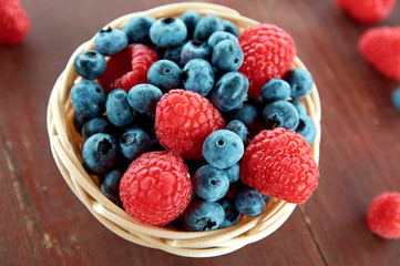 Raspberry and blueberry berries