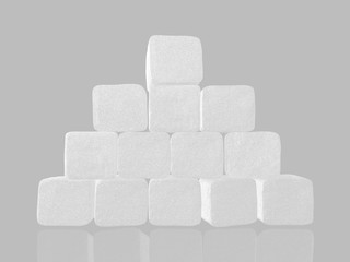 Wall of sugar cubes. Background from pieces of sugar. 3d illustration