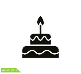 Birthday cake icon vector logo template